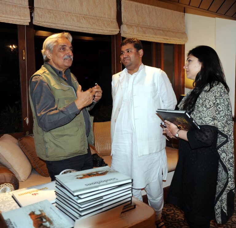 Sundeep and Manjari Bhutoria with Guest Author Bittu Sahgal at a session of An Author's Afternoon at The Taj Bengal Kolkata