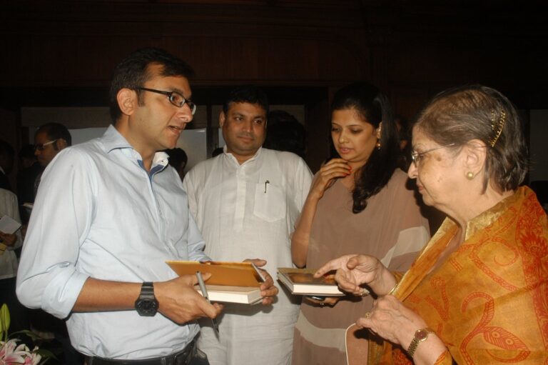 Sundeep Bhutoria with guest author Rahul Pandita, Manjari Agarwal and Maina Bhagat at a session of An Author's Afternoon at The Taj Bengal, Kolkata