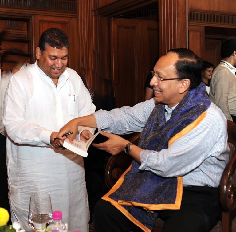 Sundeep Bhutoria with guest author Sugata Bose at a session of An Author's Afternoon at The Taj Bengal, Kolkata