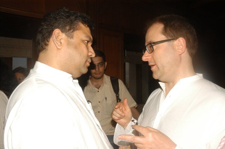 Sundeep Bhutoria with British historian and author, Patrick French, at a session of An Author's Afternoon at The Taj Bengal, Kolkata