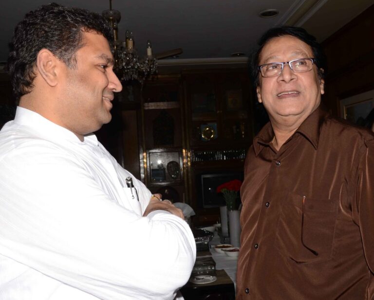 Sundeep Bhutoria with actor Ranjit Mallick at the Art of Bengal book release event at a dinner part at his residence