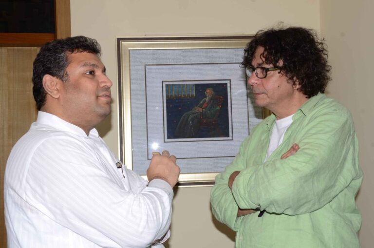 Sundeep Bhutoria with Chitrabhanu Majumder at a dinner party hosted in honour of Pt Shiv Kumar Sharma at his residence