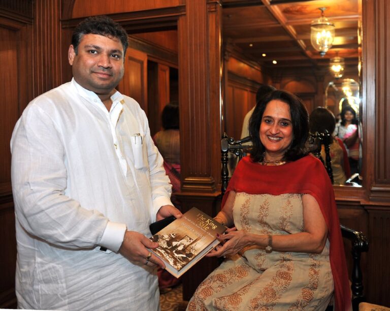 Sundeep Bhutoria with guest author Sudha Shah at a session of An Author's Afternoon at The Taj Bengal, Kolkata