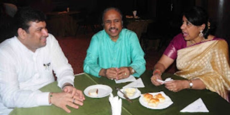 Sundeep Bhutoria with Dr Subramaniam and his wife, singer, Kavita Krishnamurty