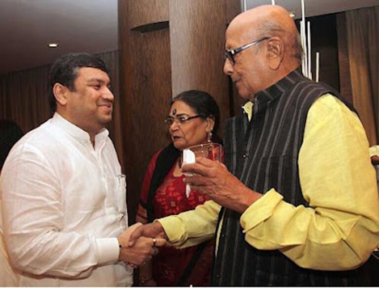 Sundeep Bhutoria with Suresh Neotia and Usha Utthup at a dinner in Kolkata