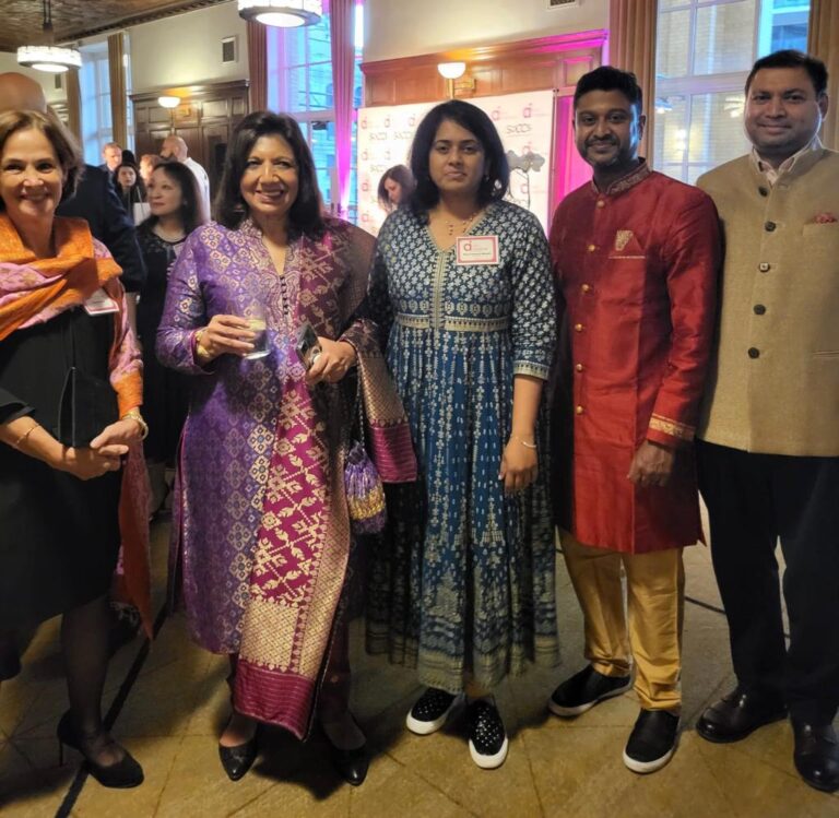 Sundeep with Kiran Mazumdar Shaw along with individuals from various walks of life at a gala in New York Indo-American Arts Council at The Pierre in New York