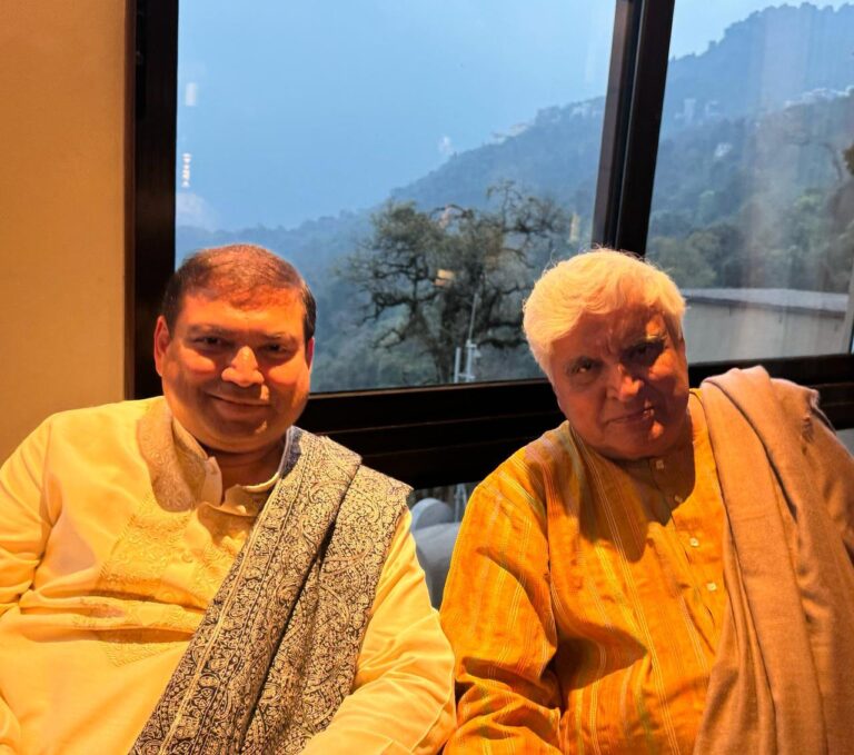 Sundeep Bhutoria with Javed Akhtar at the Taj Guras Kutir in Gangtok