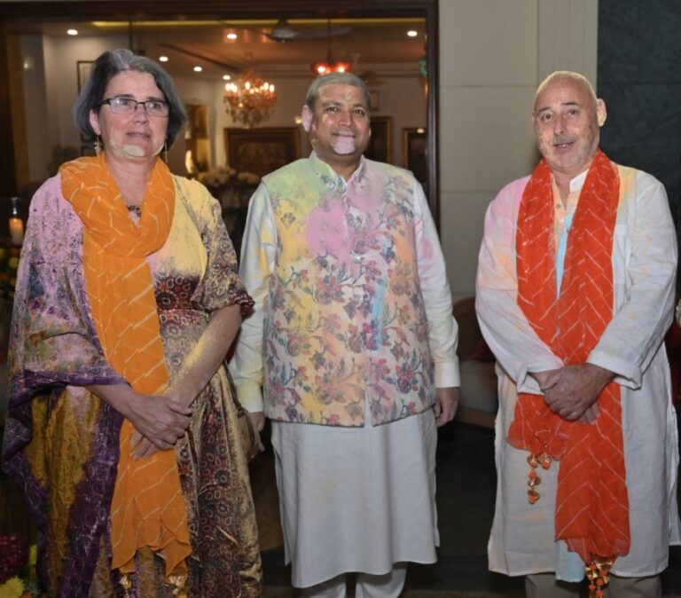 Sundeep Bhutoria with Stephane Amalir, director of Alliance Francaise Delhi along with his wife Laura