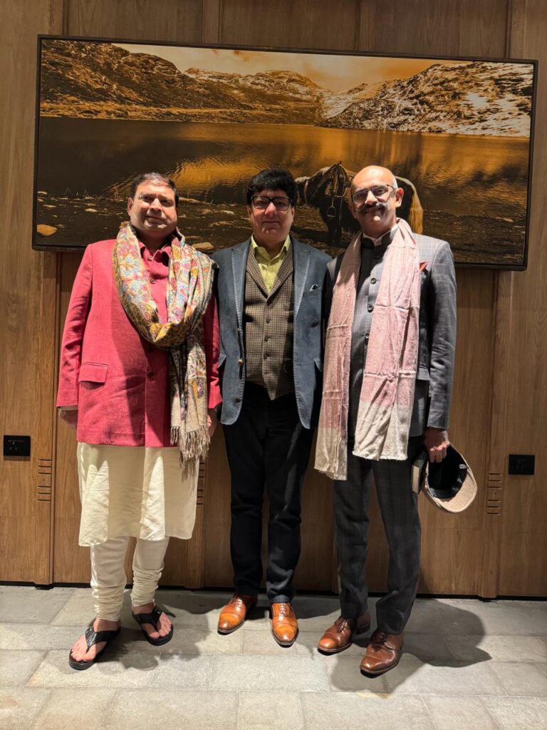 Sundeep Bhutoria with (L-R) Puneet Chhatwal Managing Director and CEO IHCL and K Mohanchandran Senior Vice President – Operations IHCL at the Taj Guras Kutir in Gangtok