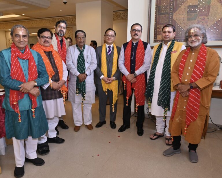 Sundeep Bhutoria with L-R; Nand Bhardwaj, Shakir Ali, Ricky Kej, C.P. Deval, Deependra Rana, Atul Bhalla and Vishwa Mohan Bhatt