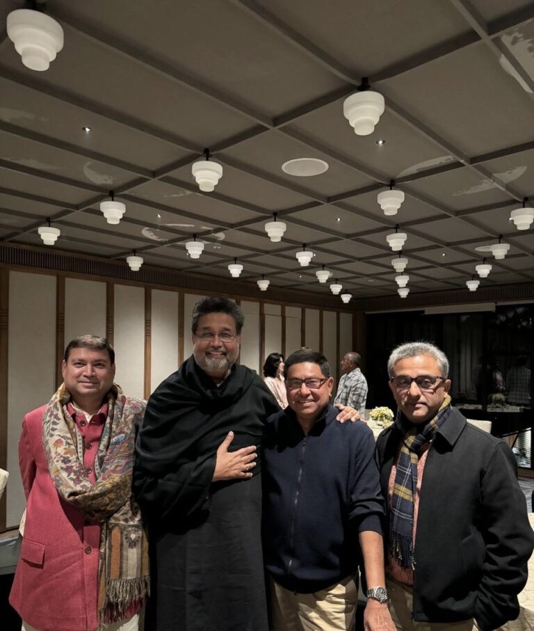 Sundeep Bhutoria with (L-R) Harshavardhan Neotia, Sanjay Budhia and Debanjan Mondol at the Taj Guras Kutir in Gangtok