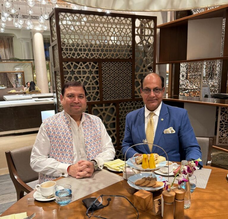 Sundeep Bhutoria with Vinod Pandey, cluster general manager – Operations and General Manager Taj Mahal Lucknow in Lucknow