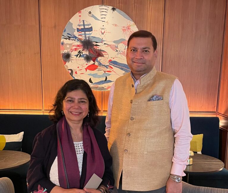 Sundeep Bhutoria with Shrabani Basu at the Taj Chambers in London