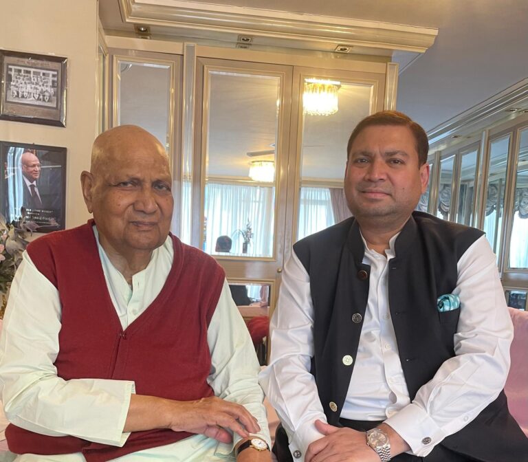 Sundeep Bhutoria with Lord Swraj Paul at his residence in London