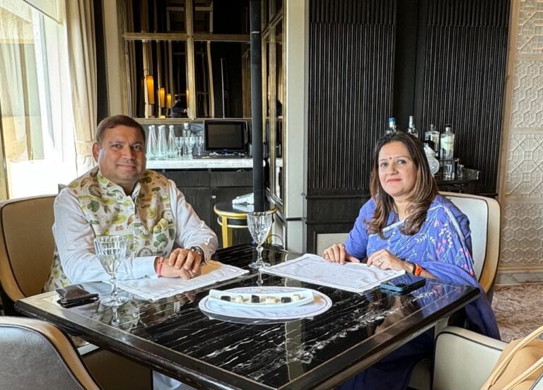 Sundeep Bhutoria with Priyanka Chaturvedi, MP at the Taj Chambers in New Delhi