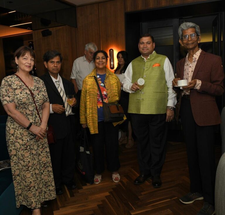 Sundeep Bhutoria with (L-R) Katrina Power, Amit Roy, Chila Burman and Sumit Roy