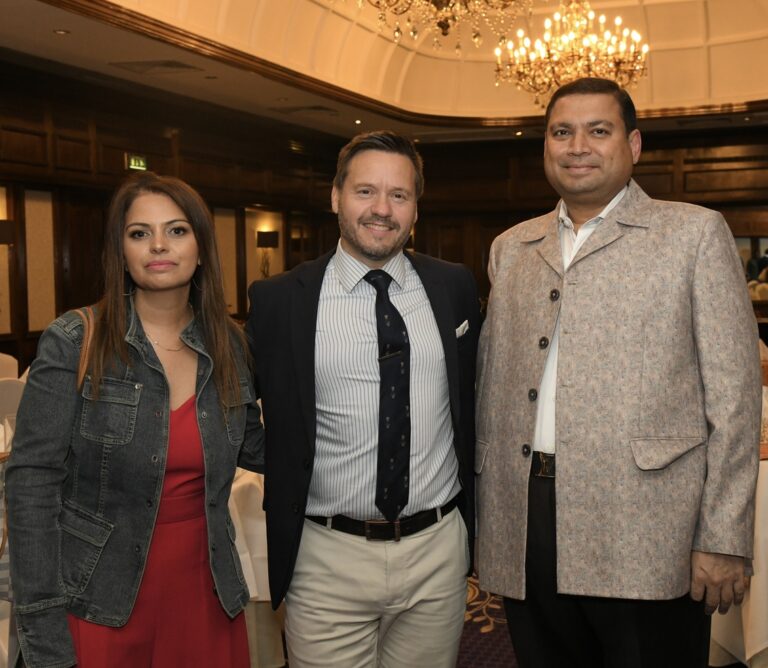 Sundeep Bhutoria with Zara and James Morgan