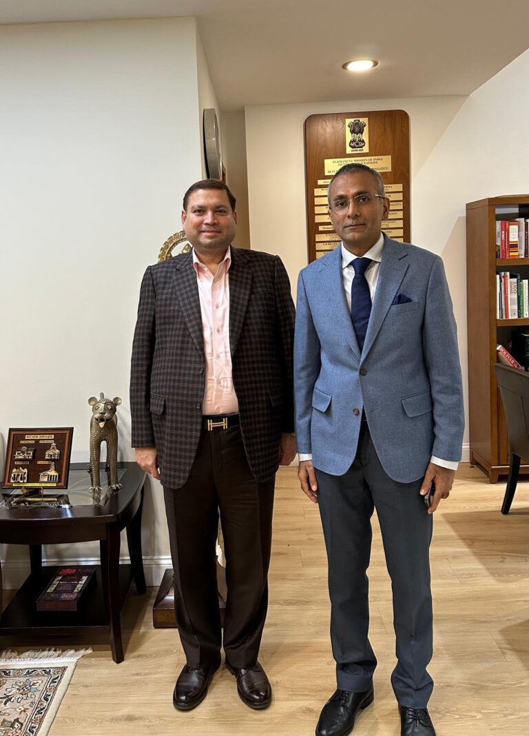 Sundeep Bhutoria with Ambassador R. Ravindra, Deputy Permanent Representative to The Permanent Mission of India to the United Nations, New York.