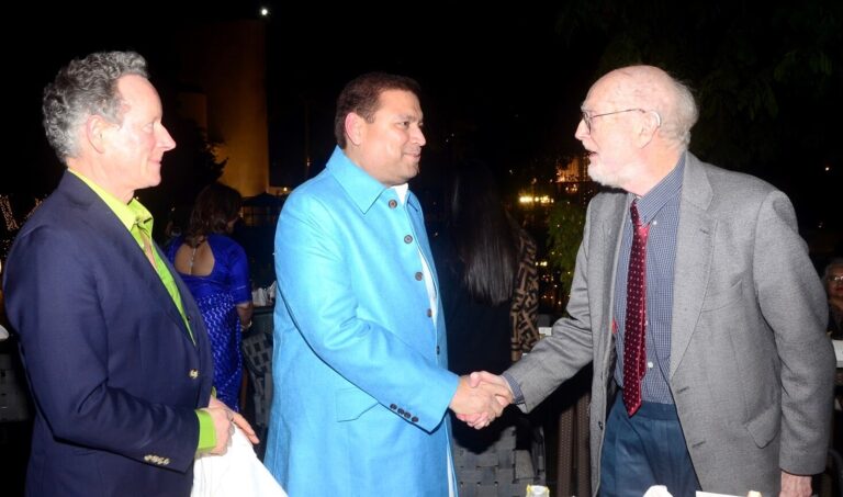 Sundeep Bhutoria with Lord Charles Bruce (L) and Neil Fraser