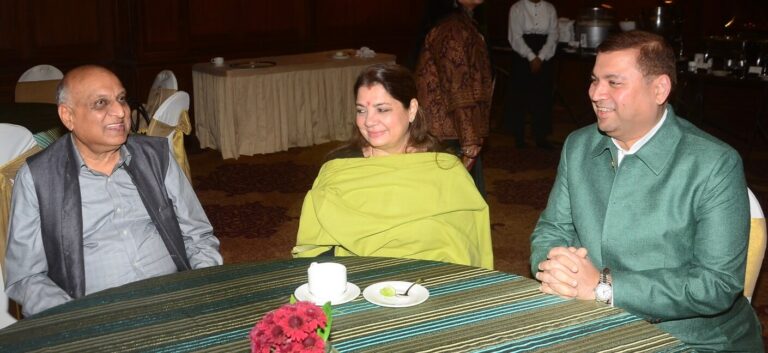 Sundeep Bhutoria with Priti Patel and HM Bangur