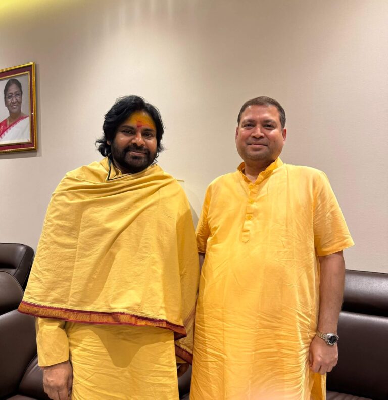Sundeep Bhutoria with Pawan Kalyan, Deputy Chief Minister of Andhra Pradesh in Prayagraj