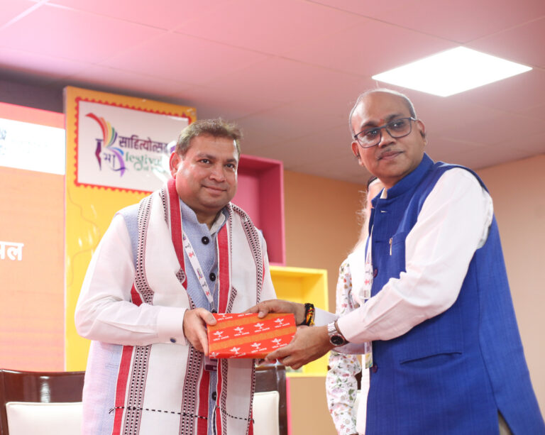 Sundeep Bhutoria with Dr K Sreenivasarao, secretary of Sahitya Akademi