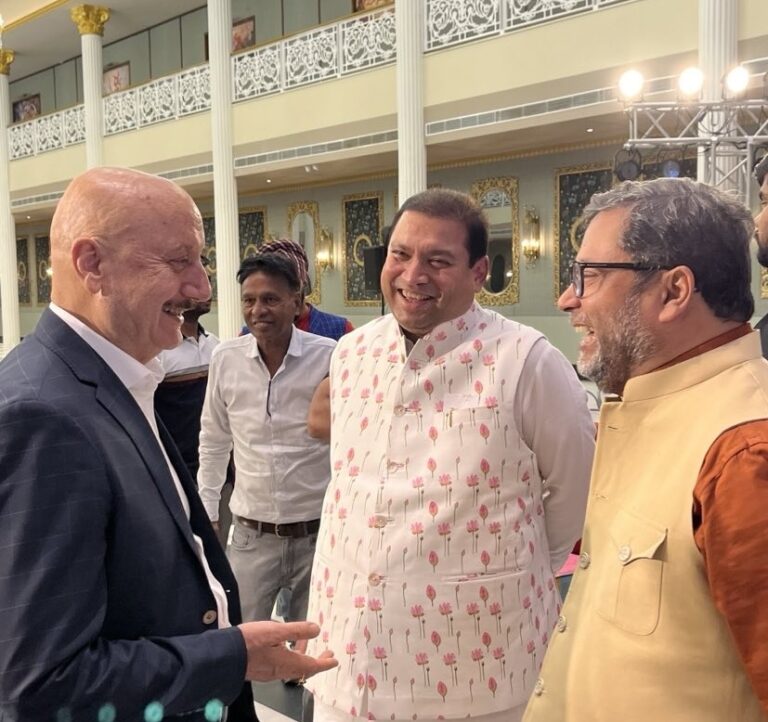 Sundeep Bhutoria with Anupam Kher and Anant Vijay at the special screening of ‘Tumko Meri Kasam’