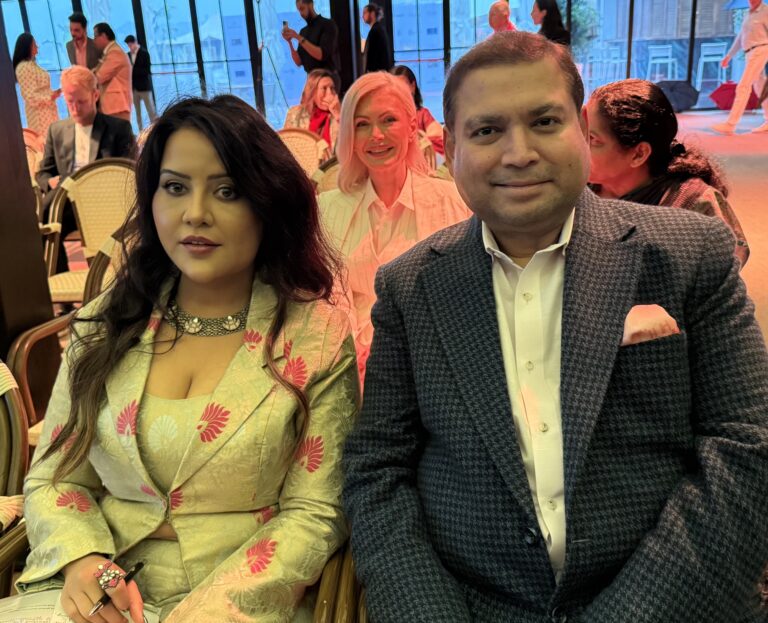 Sundeep Bhutoria with Amruta Fadnavis in Cannes