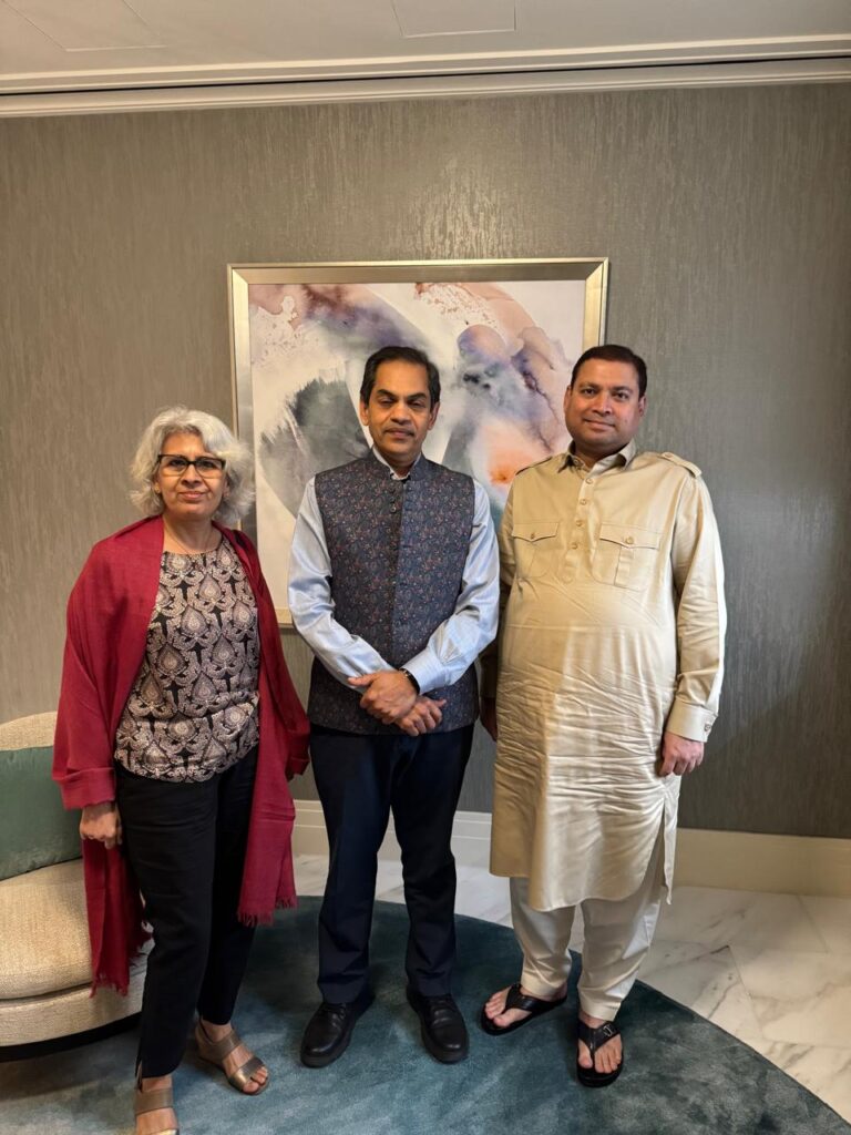 Sundeep Bhutoria with Sunjay Sudhir, India’s Ambassador to the UAE, and his wife, Vandana Sudhir