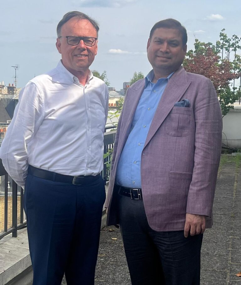 Sundeep Bhutoria with Jean-François Hans from the Fondation des Alliances Françaises in Paris