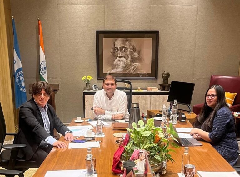 Sundeep Bhutoria with Didier Talpain, the consul general of France in Kolkata, discussing future collaborations