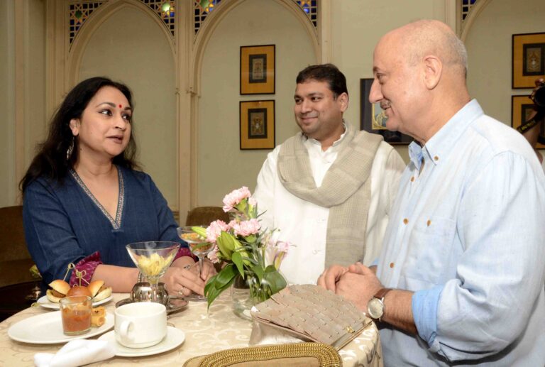 Sundeep Bhutoria with Anupam Kher and Madhu Neotia