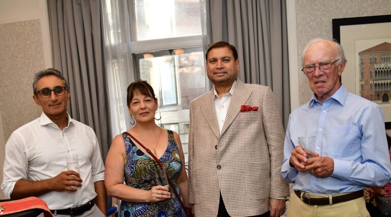 Sundeep Bhutoria with (L-R) Vaseem Khan, Katrina Power and Rev Richard Truss