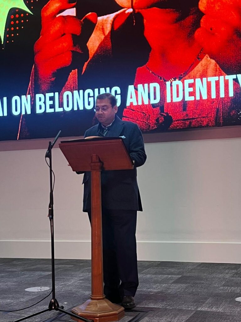 Sundeep Bhutoria delivering the opening remarks at the MeCCSA Conference 2025 at Edinburgh Napier University