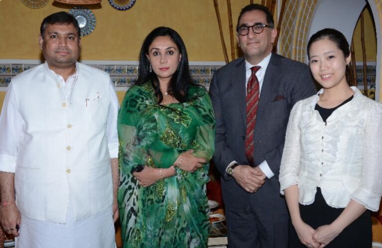Sundeep Bhutoria with (L-R); Princess Diya Kumari, Bonian Golmohammadi, Andrea Choi