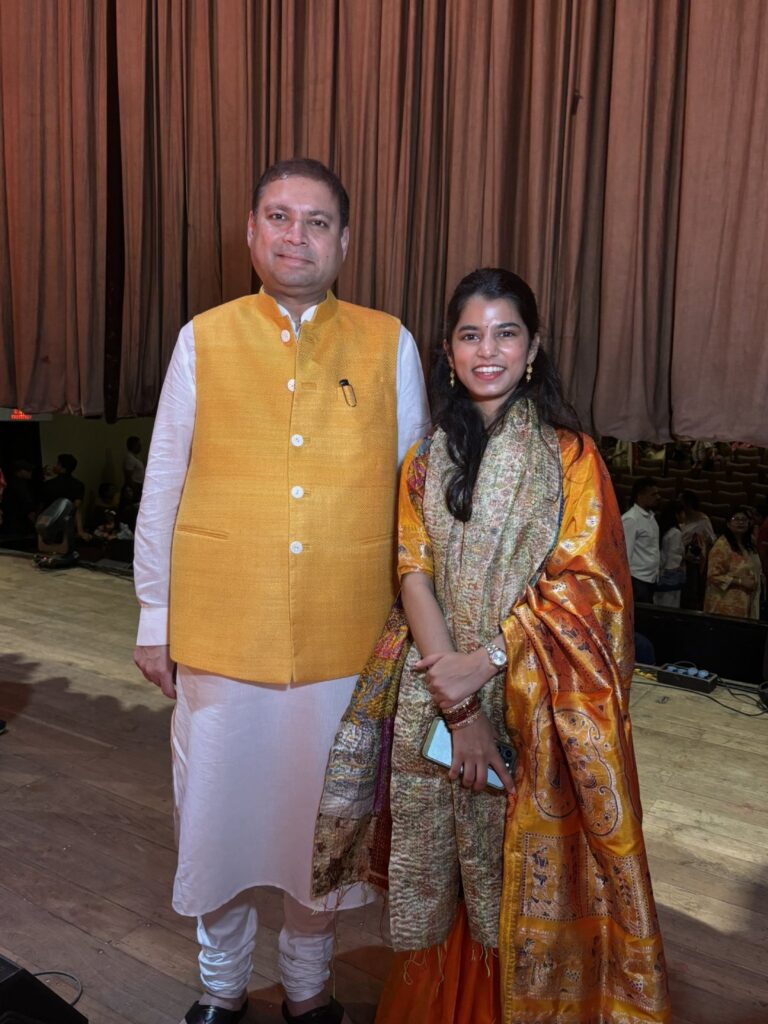Sundeep Bhutoria with Maithli Thakur at the Chaltabagan event in Kolkata