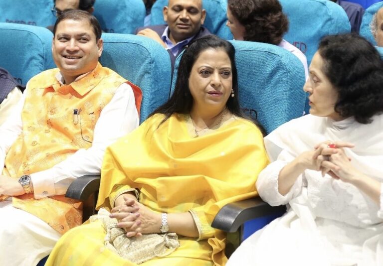Sundeep Bhutoria with Pratibha Advani and Ruchira Kamboj at the exclusive conversation on “A ZigZag Mind” a book by Dr. Sonal Mansingh, Padma Vibhushan recipient, at the Indira Gandhi National Centre for the Arts, New Delhi