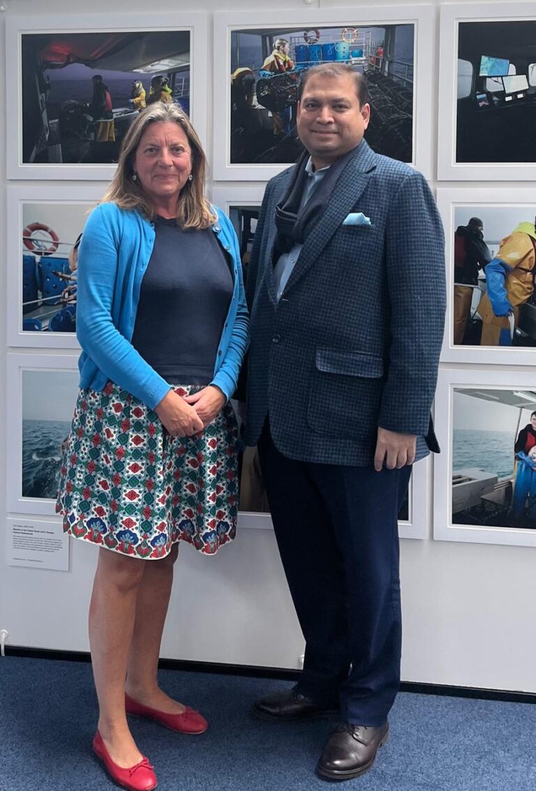 Sundeep Bhutoria with Prof. Diane MacLean, Dean, School of Arts & Creative Industries of Edinburgh Napier University in Edinburgh