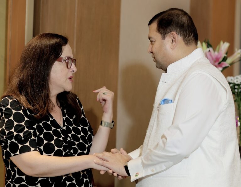 Sundeep Bhutoria with Aliki Koutsomitopoulou, Ambassador of Greece to India