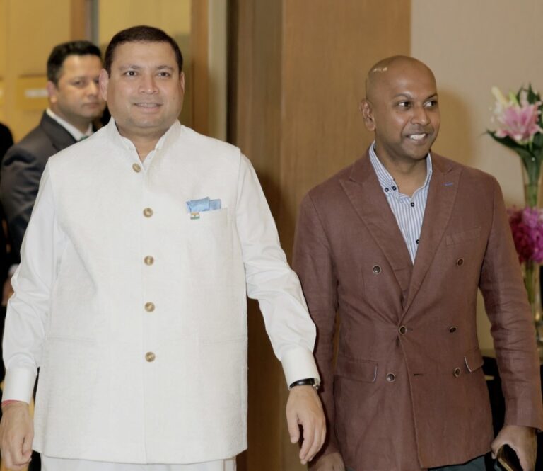 Sundeep Bhutoria with Vicnesh Nadarajah from the High Commission of Singapore
