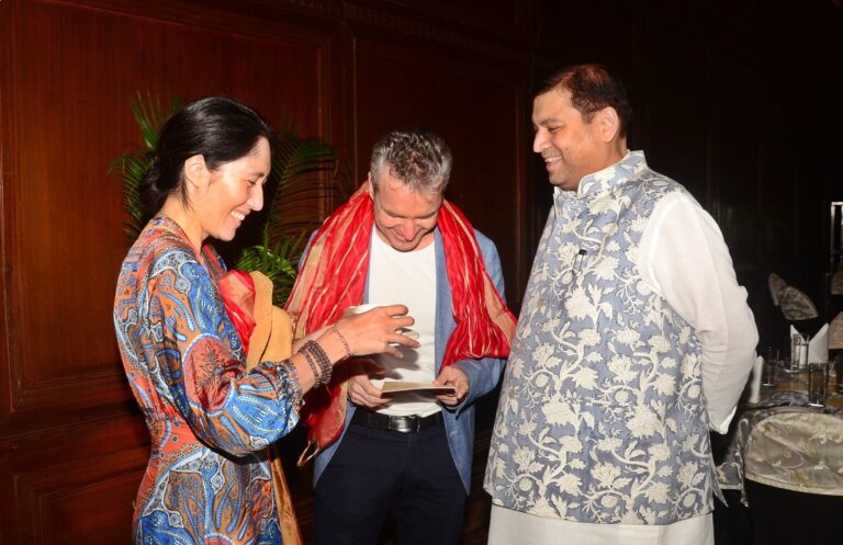 Sundeep Bhutoria with March Boudin, Director of Alliance Francaise du Bengale along with his wife Linda