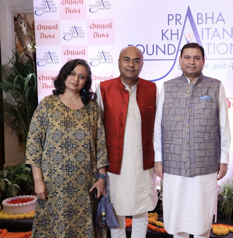 Sundeep Bhutoria with Bhupendra Choubey and his wife Rosa Basanti