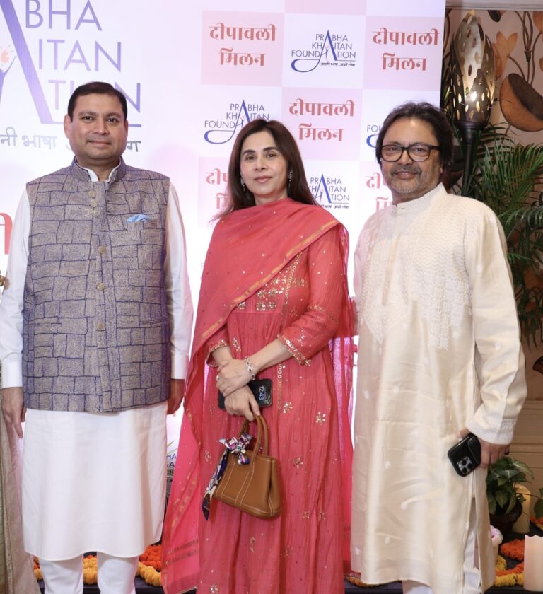 Sundeep Bhutoria with Huma Khalil and Sanjiv Saraf