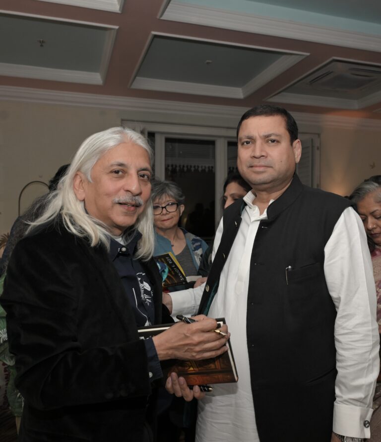 Sundeep Bhutoria with Sanjoy Roy at the book launch ‘There’s a Ghost in my Room’