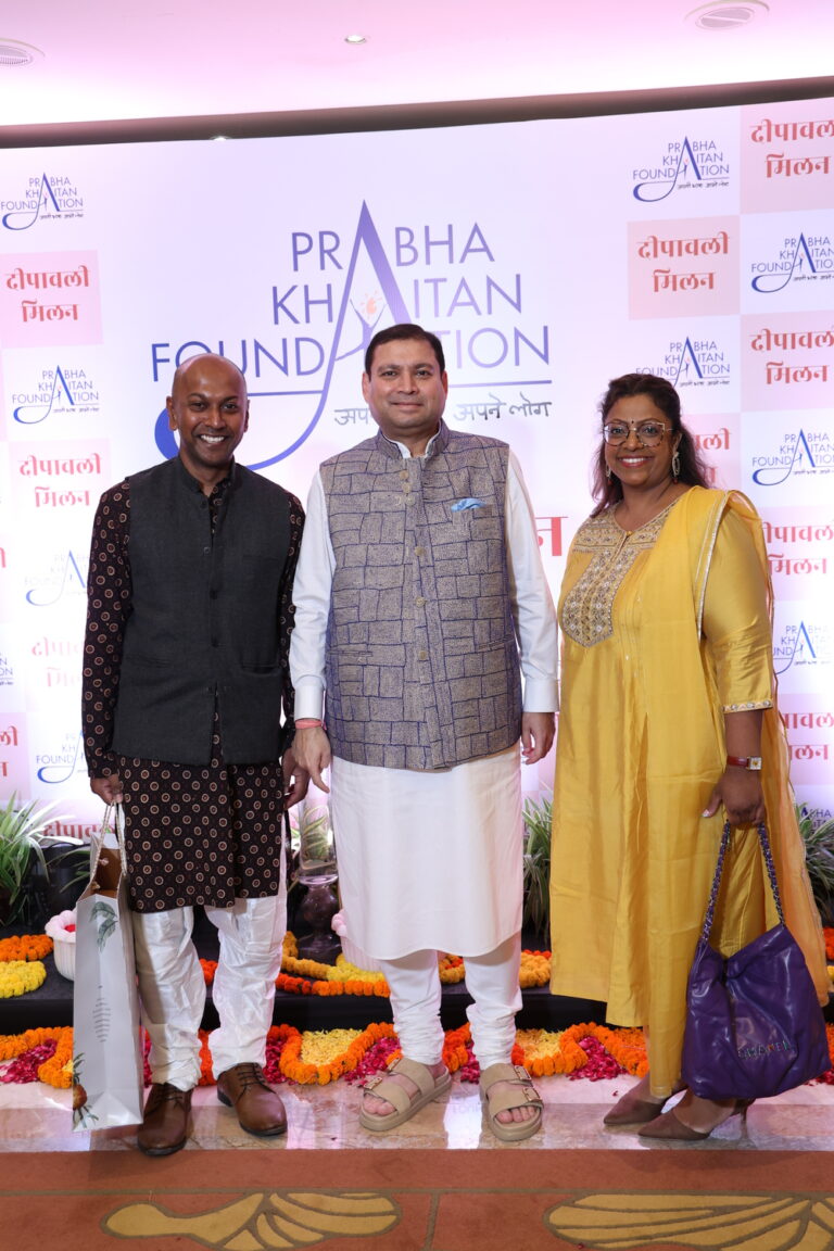 Sundeep Bhutoria with Vicnesh Nadarajah and his wife from the Singapore High Commission
