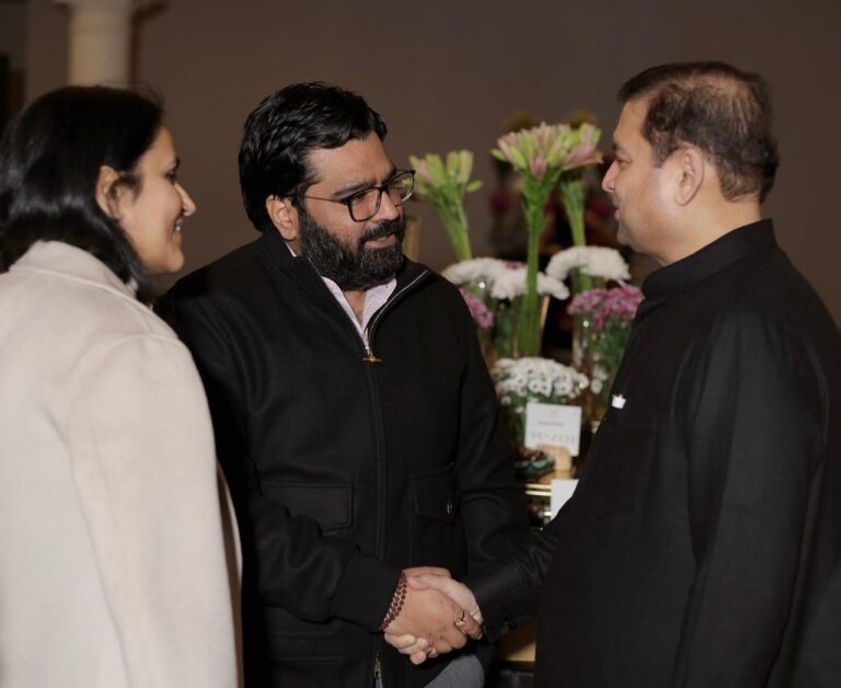 Sundeep Bhutoria with Aishwarya Pandit and Kartikeya Sharma, MP