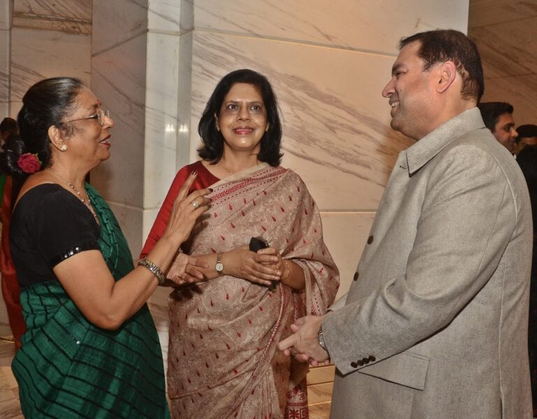 Sundeep Bhutoria with Nandini Chakraborty and her friend