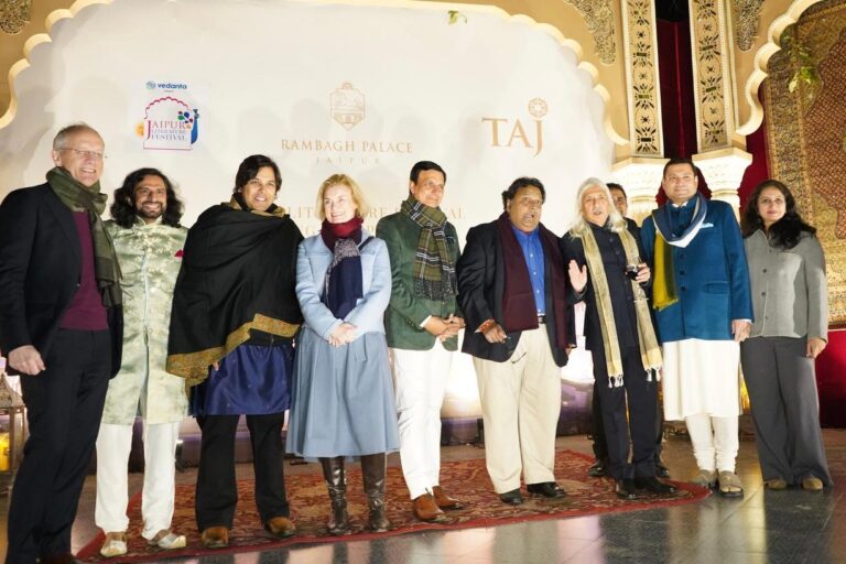 Sundeep Bhutoria with Ashwin Sanghi, Sanjoy Roy, Ashok Rathore, Ambassador May-Elin Stener and others