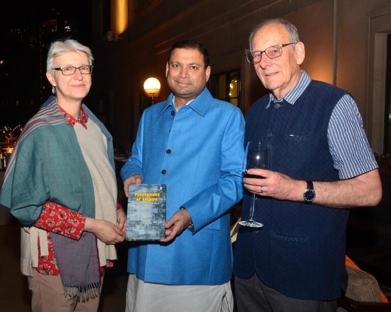 Sundeep Bhutoria with Dr Friederike Voigt and Professor Roger Jefferey