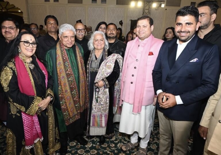 Sundeep Bhutoria with (L-R); Ila Arun, Javed Akhtar, Bina Kak and Ravindra Singh Bhati
